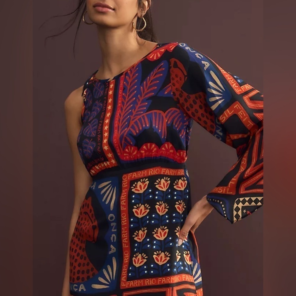 NEW Farm Rio for Anthropologie One Sleeve Dress NWT​​​​​​​​ - Picture 3 of 8
